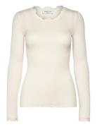 Rwbabette Ls Regular Lace T-Shirt White Rosemunde