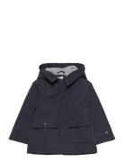 Pockets Hooded Coat Navy Mango