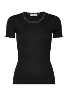 Rwbeatha Ss Regular O-Neck Lace T-S Black Rosemunde