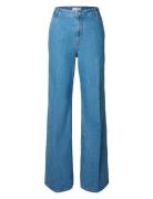 Slfevelyn Hw Extra Wide Jeans Blue Selected Femme