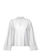 Nina V-Neck Cotton Blouse White Ahlvar Gallery