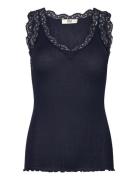 Rmwbalta Sl Regular V-Neck Top Navy RM By Rosemunde