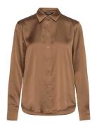 Classic Fit Satin Charmeuse Shirt Brown Lauren Ralph Lauren