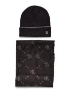 Logo Jacquard Scarf & Beanie Set Black Lauren Ralph Lauren