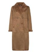 Faux-Fur & Faux-Suede Coat Brown Lauren Ralph Lauren