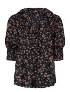 Floral Cotton Voile Puff-Sleeve Blouse Navy Lauren Ralph Lauren