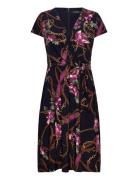 Print Surplice Jersey Dress Navy Lauren Ralph Lauren