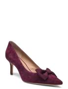 Lanette Bow-Trim Suede Pump Burgundy Lauren Ralph Lauren