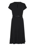 Belted Georgette Dress Black Lauren Ralph Lauren