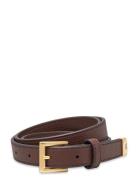 Pebbled Leather Skinny Belt Brown Lauren Ralph Lauren