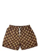 Dark Green Floral Swim Shorts Brown Portia 1924