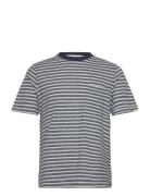 Akkikki Cot/Linen Stripe Tee Navy Anerkjendt