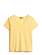 Studios Slub Emb Vee Tee Yellow Superdry