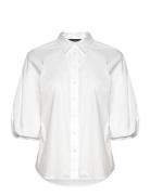 Cotton-Blend Bubble-Sleeve Shirt White Lauren Ralph Lauren