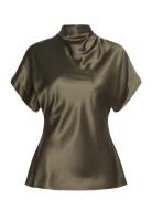 Otilia Draped Half Polo Top Khaki Malina