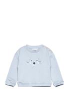 Embossed Embellishment Cotton Sweatshirt Blue Mango