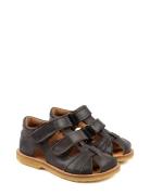 Classic Rub Sole Closed Two Velcro Brown Pom Pom