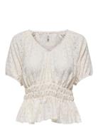 Onlrosa 2/4 V-Neck Top Box Jrs Beige ONLY