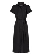 Ess Linen S/S Midi Shirt Dress Black Tommy Hilfiger