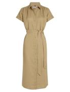 Ess Linen S/S Midi Shirt Dress Beige Tommy Hilfiger