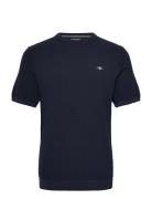 Micro Textured Cotton Ss C-Neck Navy GANT