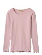 Rib T-Shirt Lace Ls Pink Wheat