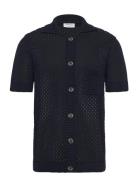 Crochet S/S Cardigan Navy Lindbergh