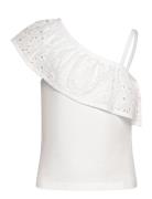 Ruffled Asymmetric T-Shirt White Mango