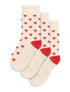 Minipop Bamboo Heart Socks 3 Pack Red Minipop