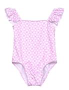 Printed Swimsuit Ruffled Straps Pink Mango