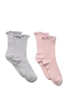 2 Pack Mixed Socks Pink Mango