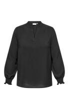 Carmetta Life V-Neck Ls Top Wvn Noos Black ONLY Carmakoma