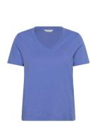 Reg Shield Ss V-Neck T-Shirt Blue GANT