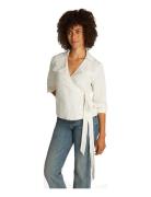 Textured Linen Wrap Blouse White Tommy Hilfiger