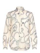 Reg Sailing Print Cot Silk Shirt Cream GANT