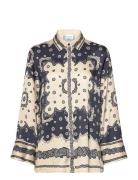 Meya Wide Fit Printed Shirt Blue Malina
