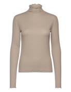Rib Mock Neck Top Beige Filippa K