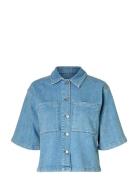 Slfanya 2/4 Short Denim Shirt Blue Selected Femme