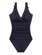 Lrl Ess. Ruffle Surplice U/W Tank S Black Lauren Ralph Lauren Swimwear