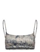 Printed Pull-Over Scoop Neck Bikini Top Beige Weekday