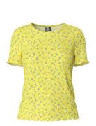 Pcflora Ss O-Neck Top Jrs Msa Bc Yellow Pieces