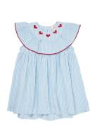 Seersucker Dress W. Heart Blue Copenhagen Colors