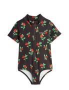 Lingonberries Aop Ss Swimsuit Black Mini Rodini