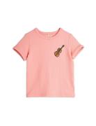 Violin Emb Ss Tee Pink Mini Rodini