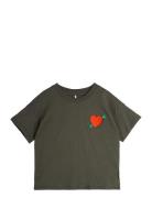 Arrowed Heart Emb Ss Tee Black Mini Rodini