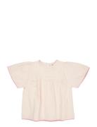 Seersucker Blouse W. Contrast Edge Pink Copenhagen Colors