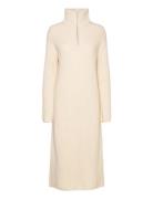 Slfbloomie Ls Knit Dress Half Zip Cream Selected