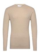 Slhberg Cable Crew Neck Noos Beige Selected