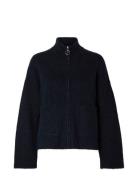 Slfsia Ras Ls Knit Zipper Cardigan Noos Navy Selected