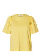 Slfpenelope 2/4 Ruffle Tee Noos Yellow Selected